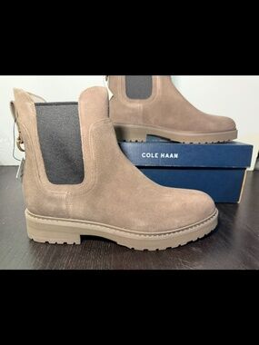 Cole Haan Greenwich Waterproof Chelsea Boots/Bootie Morel/Grey Womans 10B